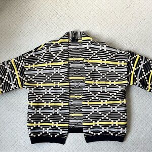 Grunge knit abstract geometric black yellow graphic oversized